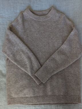 Oversized Wool Blend Sweater Light Taupe